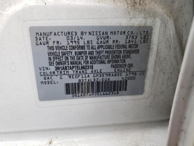 Photo 10 from auction – 2014 NISSAN SENTRA S with VIN 3N1AB7AP7EL662318