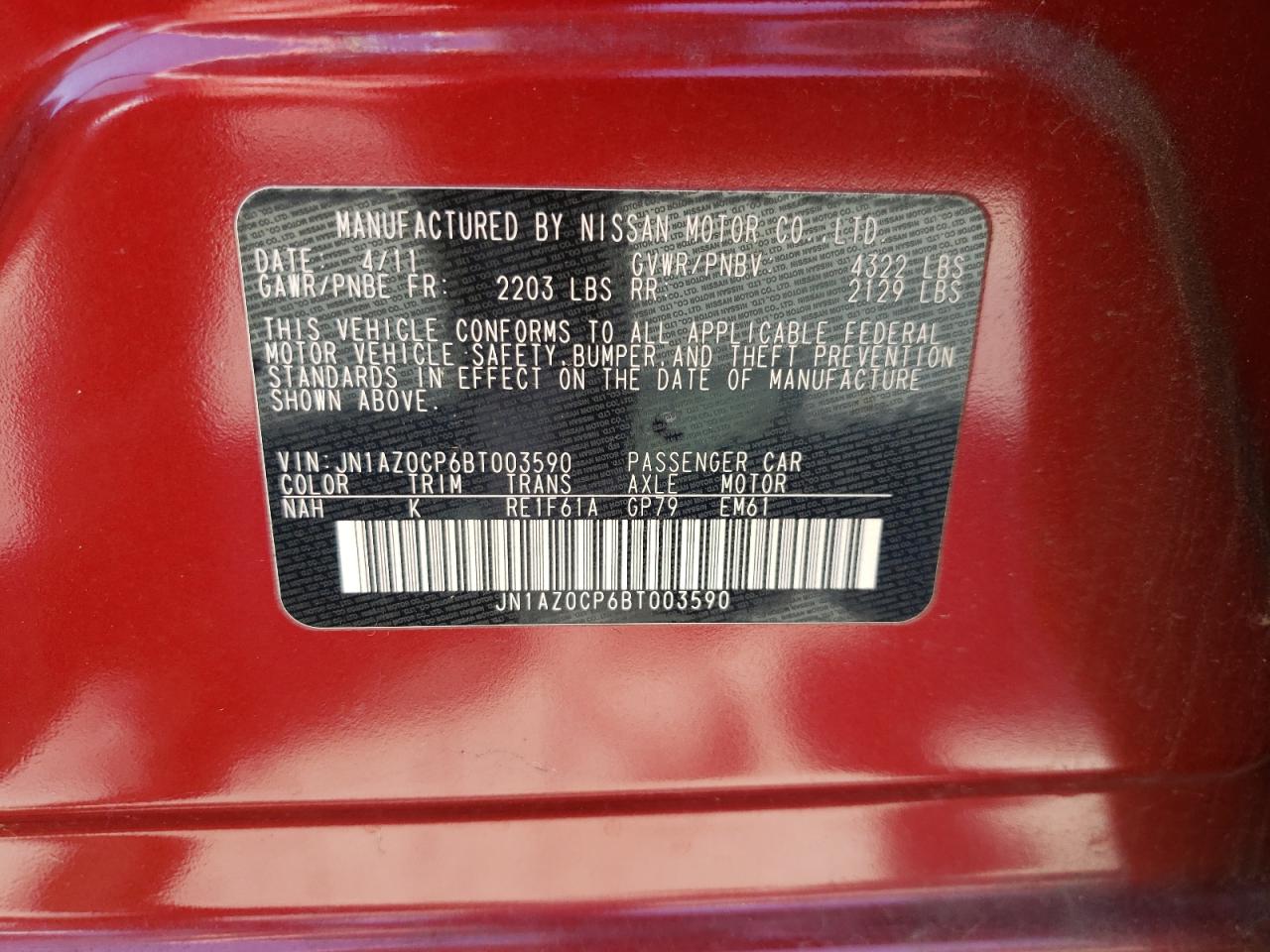 Photo 10 from auction – 2011 NISSAN LEAF with VIN JN1AZ0CP6BT003590