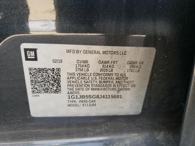 Photo 10 from auction – 2018 CHEVROLET SONIC LS with VIN 1G1JB5SG8J4115681