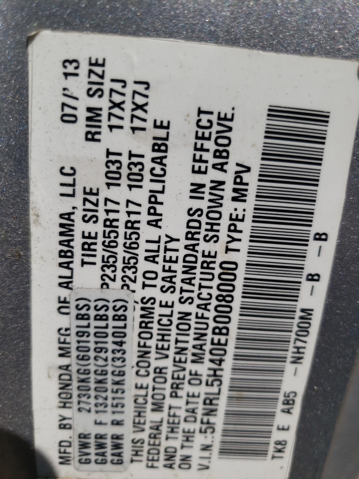 Photo 10 from auction – 2014 HONDA ODYSSEY EX with VIN 5FNRL5H40EB008000