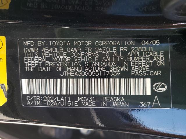 Photo 10 from auction – 2005 LEXUS ES 330 with VIN JTHBA30G055117039