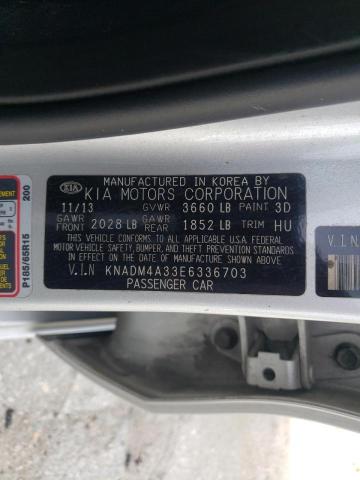 Photo 10 from auction – 2014 KIA RIO LX with VIN KNADM4A33E6336703