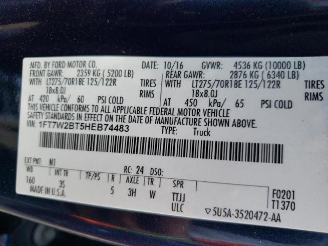 Photo 10 from auction – 2017 FORD F250 SUPER with VIN 1FT7W2BT5HEB74483