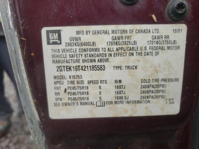 GMC NEW SIERRA 2002 with VIN 2GTEK19T421185583 - Photo from auction
