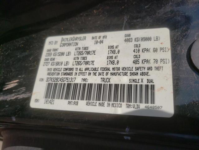 Photo 10 from auction – 2005 DODGE RAM 2500 S with VIN 3D7KS28C45G751317