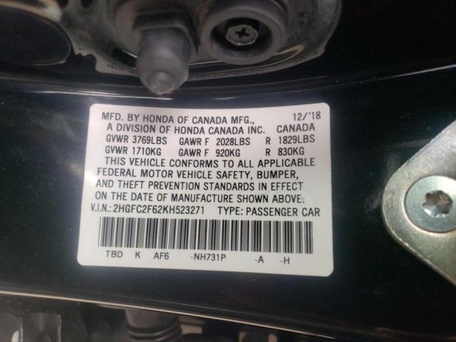 Photo 10 from auction – 2019 HONDA CIVIC LX with VIN 2HGFC2F62KH523271