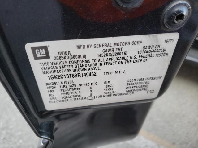 GMC YUKON 2003 with VIN 1GKEC13T83R149432 - Photo from auction