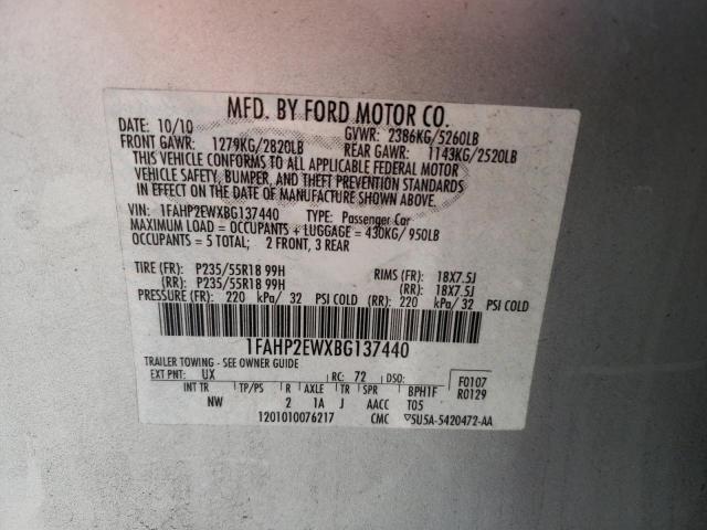 Photo 10 from auction – 2011 FORD TAURUS SEL with VIN 1FAHP2EWXBG137440