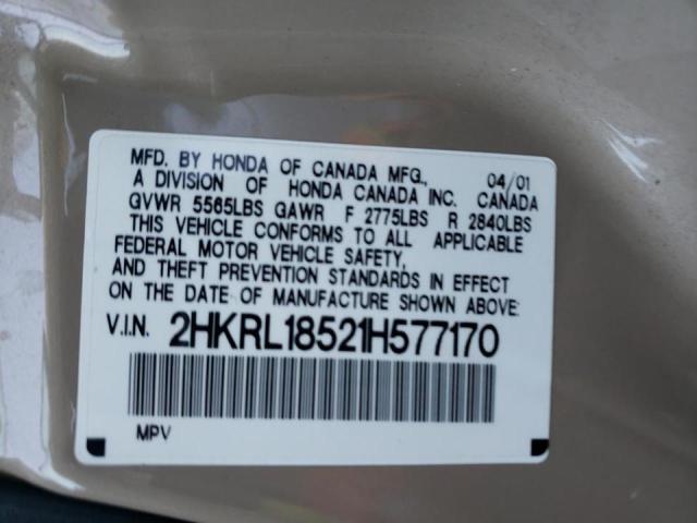 Photo 10 from auction – 2001 HONDA ODYSSEY LX with VIN 2HKRL18521H577170