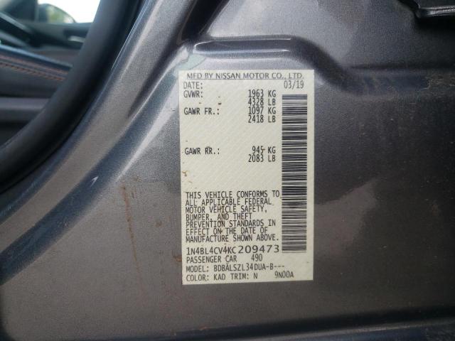 Photo 10 from auction – 2019 NISSAN ALTIMA SR with VIN 1N4BL4CV4KC209473
