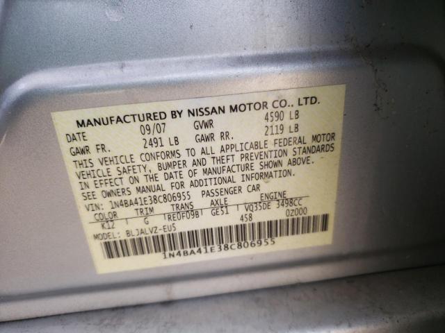NISSAN MAXIMA SE 2008 with VIN 1N4BA41E38C806955 - Photo from auction