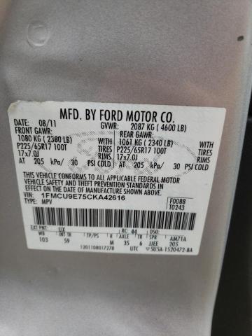 Photo 10 from auction – 2012 FORD ESCAPE LIM with VIN 1FMCU9E75CKA42616