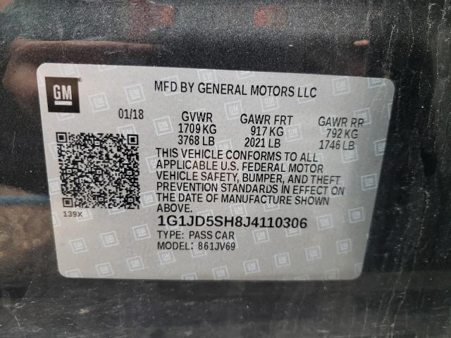 Photo 10 from auction – 2018 CHEVROLET SONIC LT with VIN 1G1JD5SH8J4110306