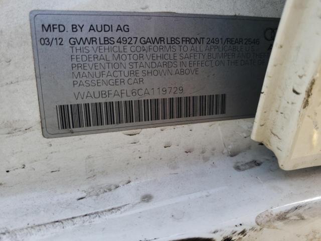 Photo 10 from auction – 2012 AUDI A4 PREMIUM with VIN WAUBFAFL6CA119729