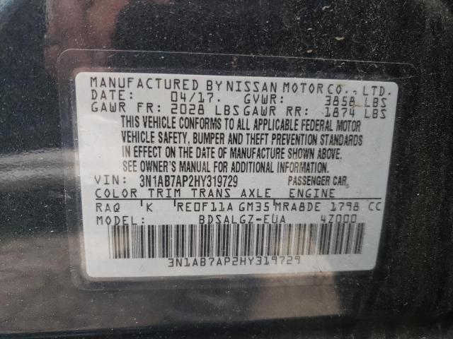 Photo 10 from auction – 2017 NISSAN SENTRA S with VIN 3N1AB7AP2HY319729