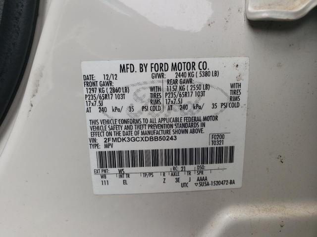 Photo 10 from auction – 2013 FORD EDGE with VIN 2FMDK3GCXDBB50243