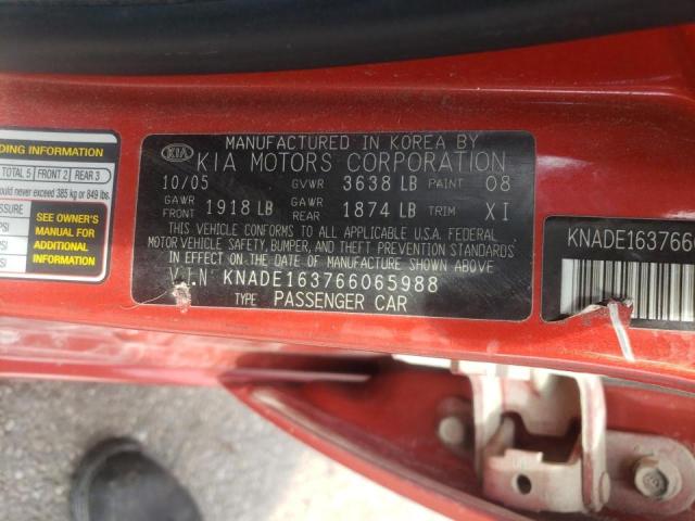 Photo 10 from auction – 2006 KIA RIO 5 with VIN KNADE163766065988