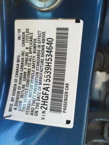 Photo 10 from auction – 2009 HONDA CIVIC LX with VIN 2HGFA15539H534640