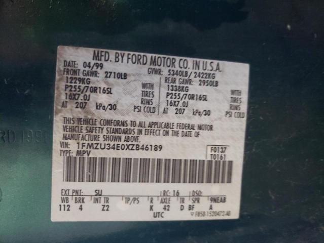 Photo 10 from auction – 1999 FORD EXPLORER with VIN 1FMZU34E0XZB46189