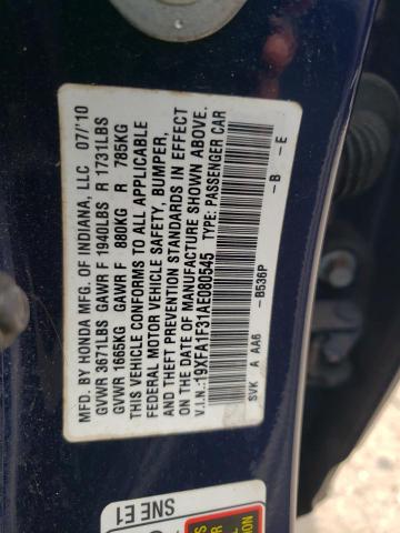 Photo 10 from auction – 2010 HONDA CIVIC VP with VIN 19XFA1F31AE080545