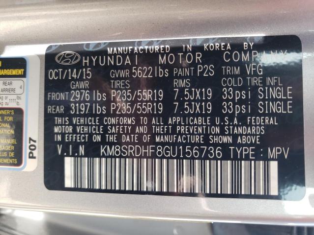 Photo 10 from auction – 2016 HYUNDAI SANTA FE S with VIN KM8SRDHF8GU156736