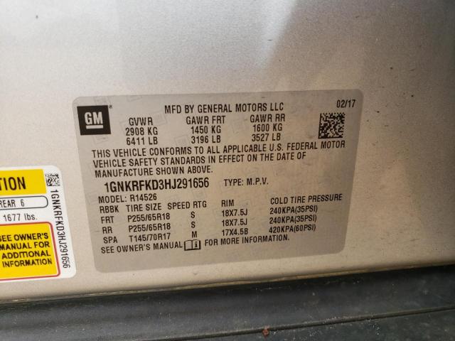 Photo 10 from auction – 2017 CHEVROLET TRAVERSE L with VIN 1GNKRFKD3HJ291656