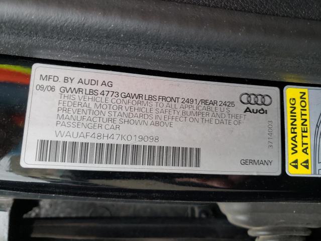 Photo 10 from auction – 2007 AUDI A4 2.0T CA with VIN WAUAF48H47K019098