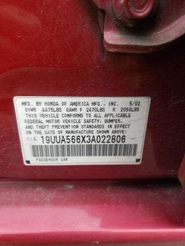 Photo 10 from auction – 2003 ACURA 3.2TL with VIN 19UUA566X3A022806