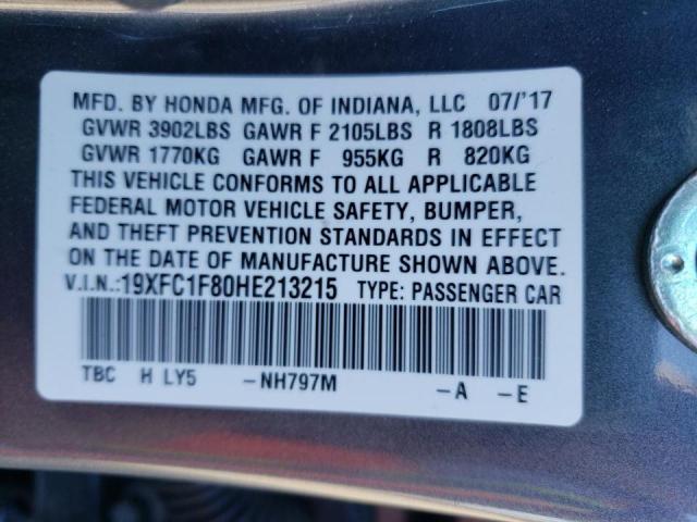 Photo 10 from auction – 2017 HONDA CIVIC EX with VIN 19XFC1F80HE213215