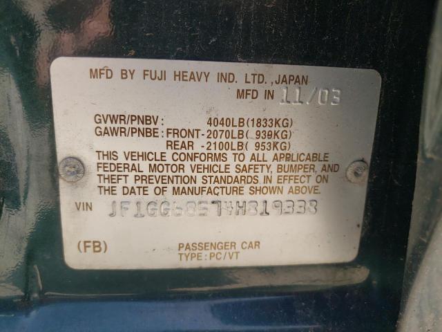 Photo 10 from auction – 2004 SUBARU IMPREZA OU with VIN JF1GG68574H819338