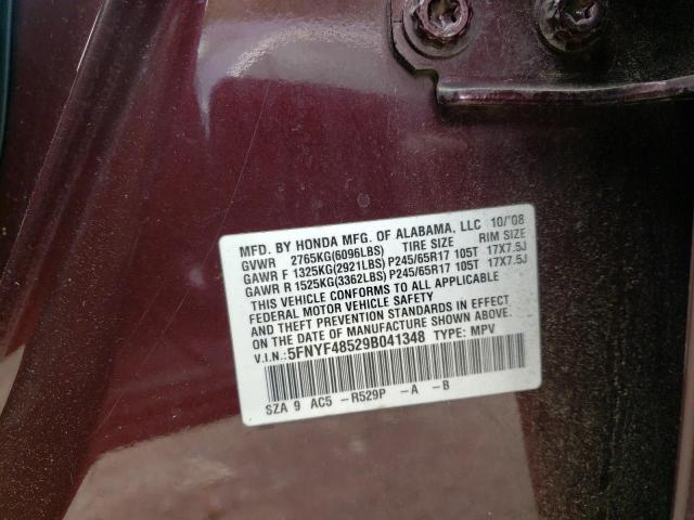 Photo 10 from auction – 2009 HONDA PILOT EXL with VIN 5FNYF48529B041348