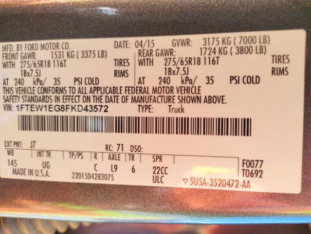 Photo 10 from auction – 2015 FORD F150 SUPER with VIN 1FTEW1EG8FKD43572