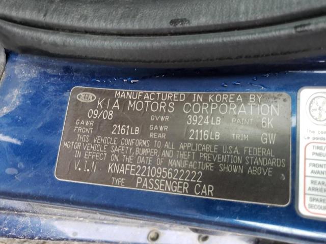 Photo 10 from auction – 2009 KIA SPECTRA EX with VIN KNAFE221095622222