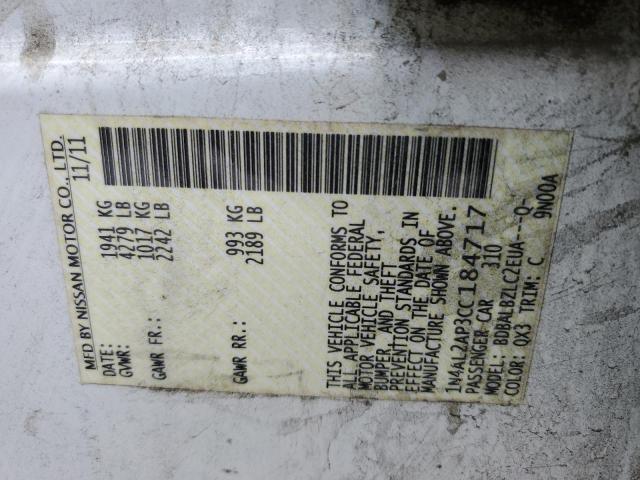 Photo 10 from auction – 2012 NISSAN ALTIMA BAS with VIN 1N4AL2AP3CC184717