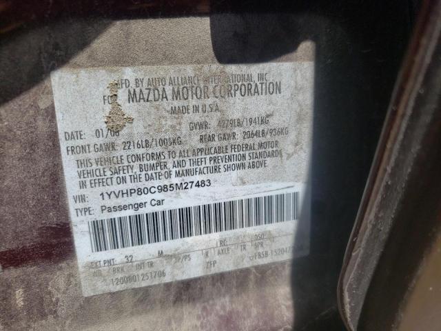 Photo 10 from auction – 2008 MAZDA 6 I with VIN 1YVHP80C985M27483