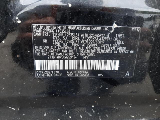 Photo 10 from auction – 2012 TOYOTA RAV4 with VIN 2T3BF4DV3CW259134