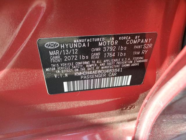 Photo 10 from auction – 2012 HYUNDAI ELANTRA GL with VIN KMHDH4AE8CU483841