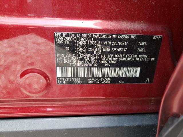 Photo 10 from auction – 2021 TOYOTA RAV4 LE with VIN 2T3F1RFV4MW183161