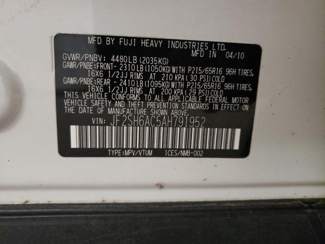 Photo 10 from auction – 2010 SUBARU FORESTER 2 with VIN JF2SH6AC5AH791952