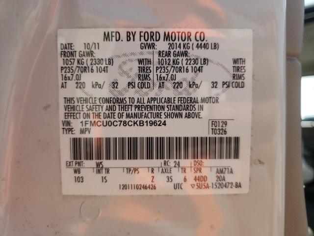 Photo 10 from auction – 2012 FORD ESCAPE XLS with VIN 1FMCU0C78CKB19624
