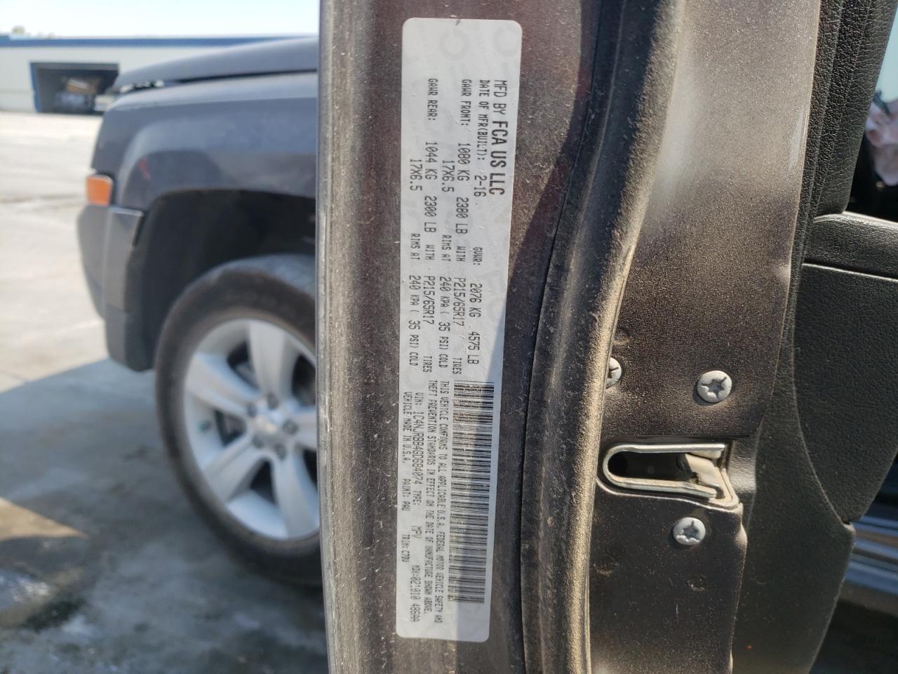 Photo 10 from auction – 2016 JEEP PATRIOT SP with VIN 1C4NJRBB4GD684074