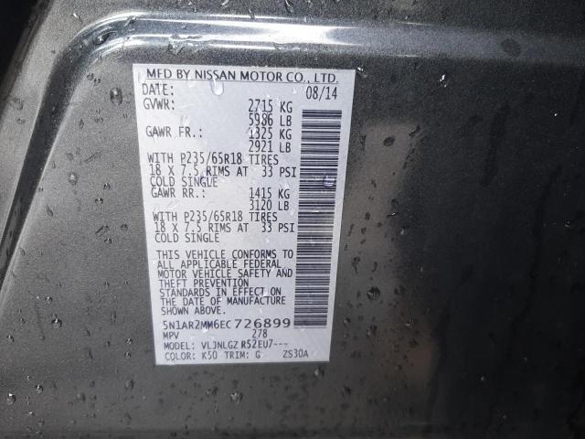 NISSAN PATHFINDER 2014 with VIN 5N1AR2MM6EC726899 - Photo from auction