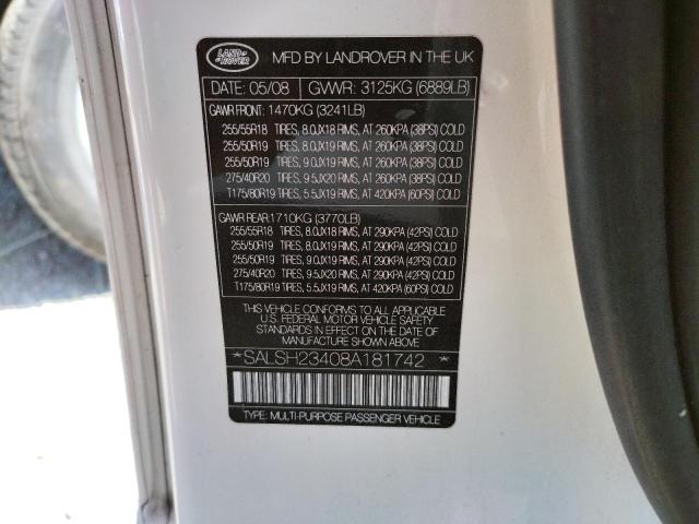 Photo 10 from auction – 2008 LAND ROVER RANGE ROVE with VIN SALSH23408A181742