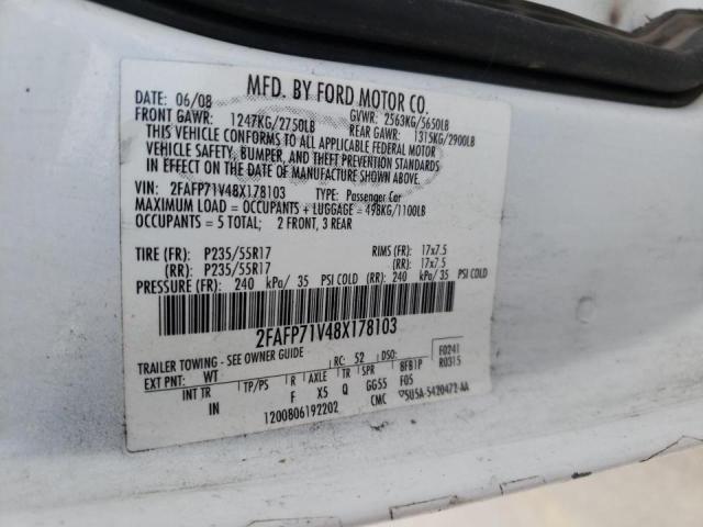 Photo 10 from auction – 2008 FORD CROWN VICT with VIN 2FAFP71V48X178103
