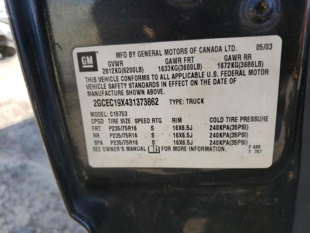 Photo 10 from auction – 2003 CHEVROLET SILVERADO2 with VIN 2GCEC19X431373862
