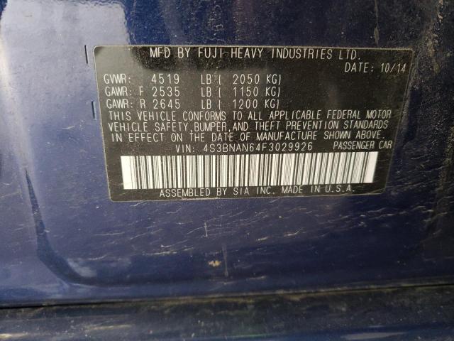 Photo 10 from auction – 2015 SUBARU LEGACY 2.5 with VIN 4S3BNAN64F3029926