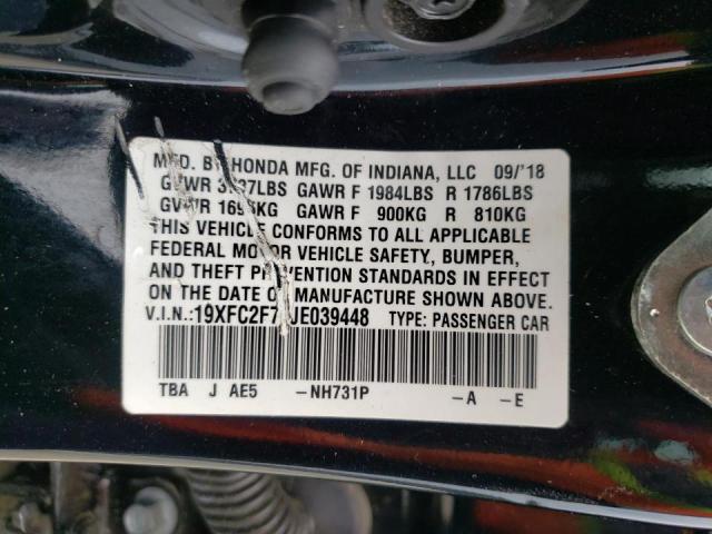 Photo 10 from auction – 2018 HONDA CIVIC EX with VIN 19XFC2F73JE039448