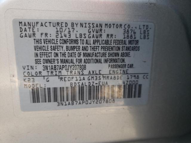 Photo 10 from auction – 2018 NISSAN SENTRA S with VIN 3N1AB7AP0JY207808