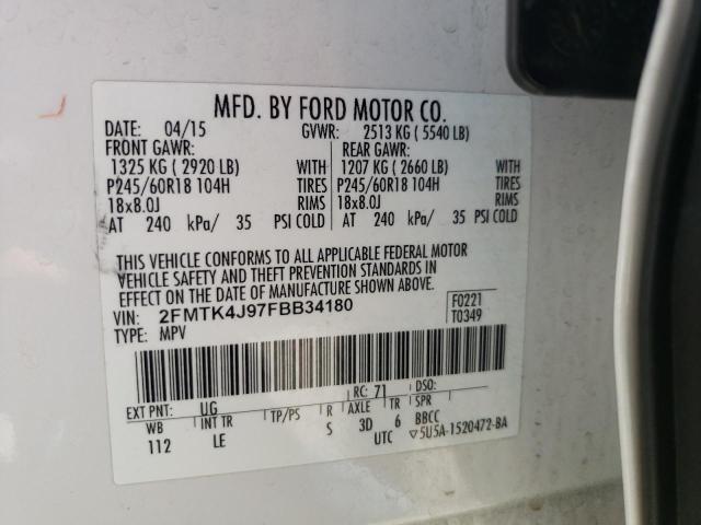 Photo 10 from auction – 2015 FORD EDGE SEL with VIN 2FMTK4J97FBB34180