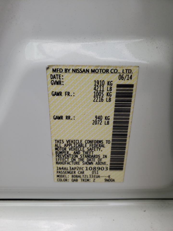 Photo 11 from auction – 2015 NISSAN ALTIMA 2.5 with VIN 1N4AL3AP2FC108903